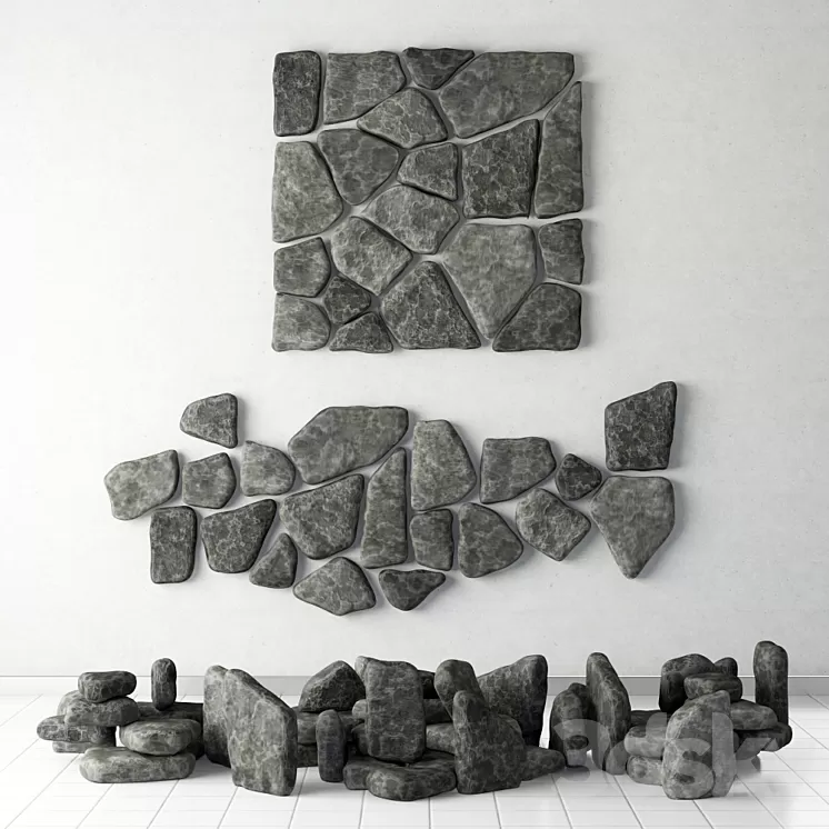 Stone panel chip collection 3D Model