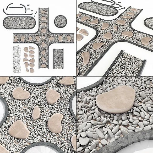 Stone plate pabble road n1 _ The road from stone slabs with pebbles 3D Model Stone plate pabble road n1 _ The road from stone slabs with pebbles 3D Model