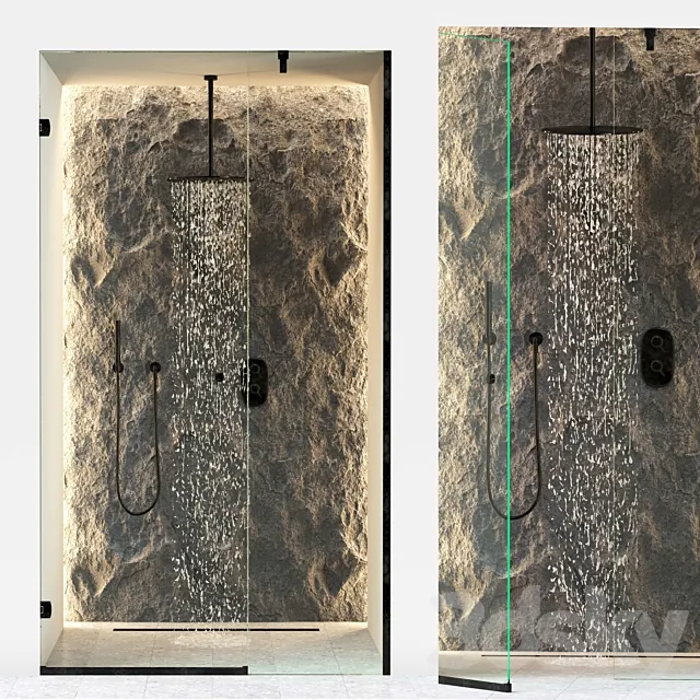 stone shower 01 3D Model