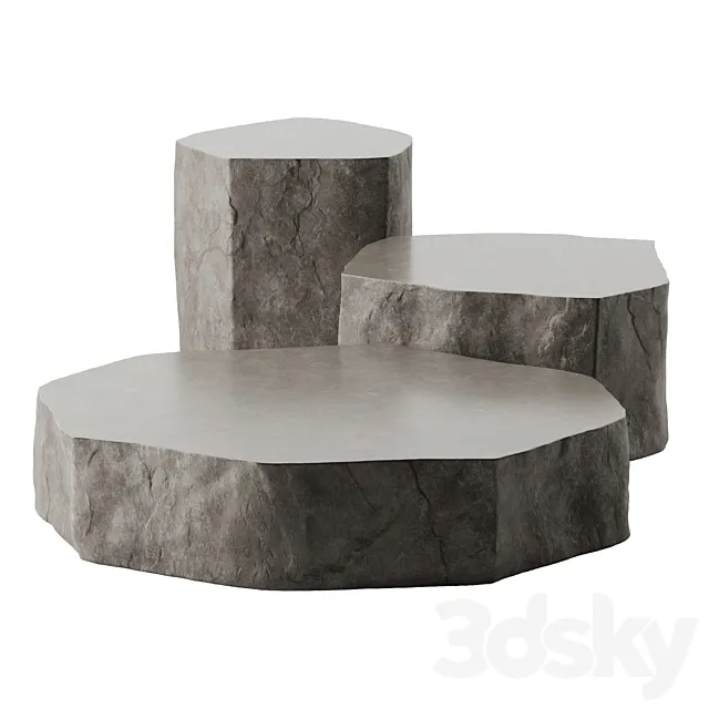 Stone slab coffee tables 3DModel