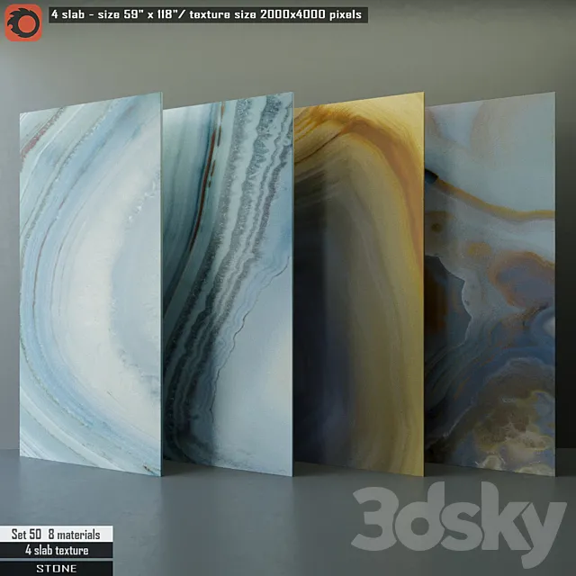 Stone slab Set 50 3D Model