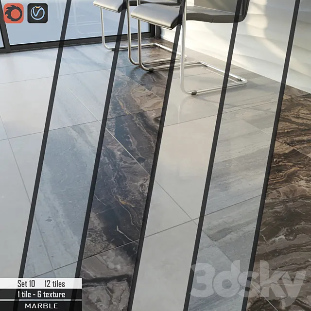 Stone tile set 10 3D Model Stone tile set 10 3D Model