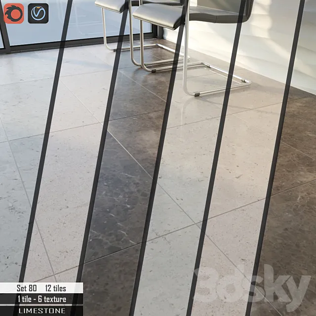 Stone tile Set 80 3D Model Stone tile Set 80 3D Model