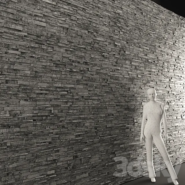 Stone Wall 35×105 m 3D Model