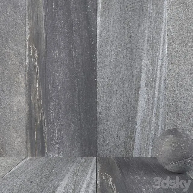 Stone Wall Santorini Gray Set 1 3D Model