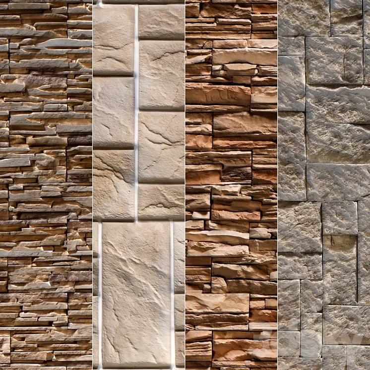 Stone Walls set 17 3D Model