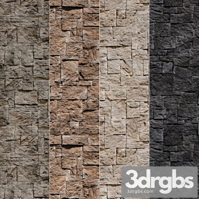 Stone walls set 3 3D Model Download