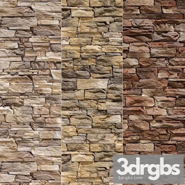 Stone Walls Set 4 3D Model Download
