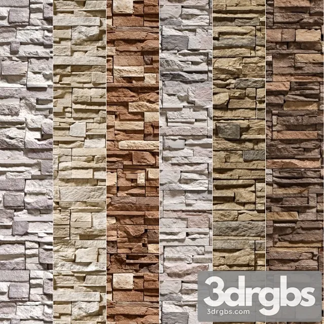 Stone walls set 7 3D Model Download