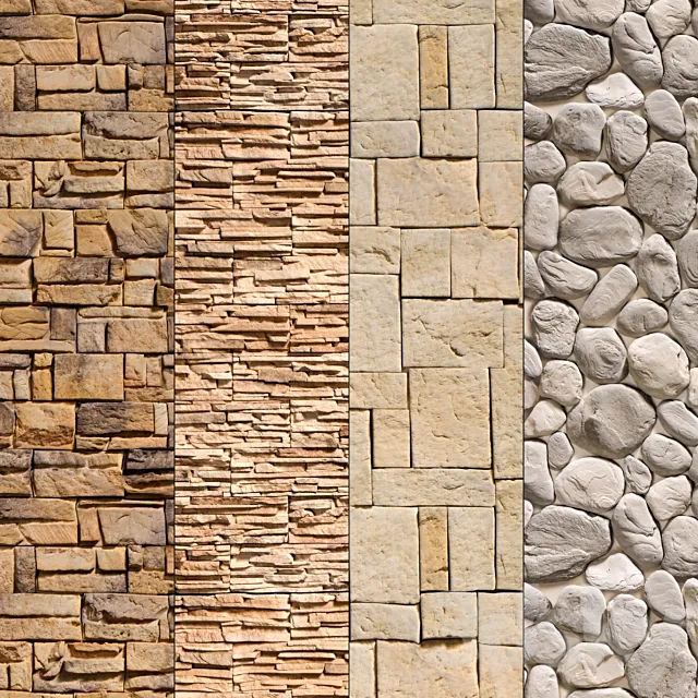 Stone Walls set 9 – Vray Material 3D Model