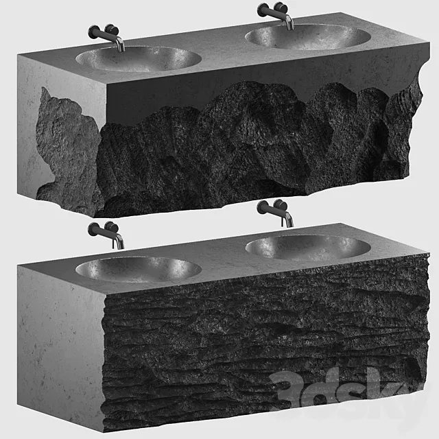 stone wash basin set4 3D Model stone wash basin set4 3D Model