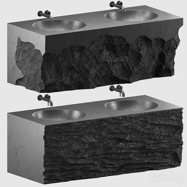 Stone wash basin set4 hi poly 3D Model Stone wash basin set4 hi poly 3D Model