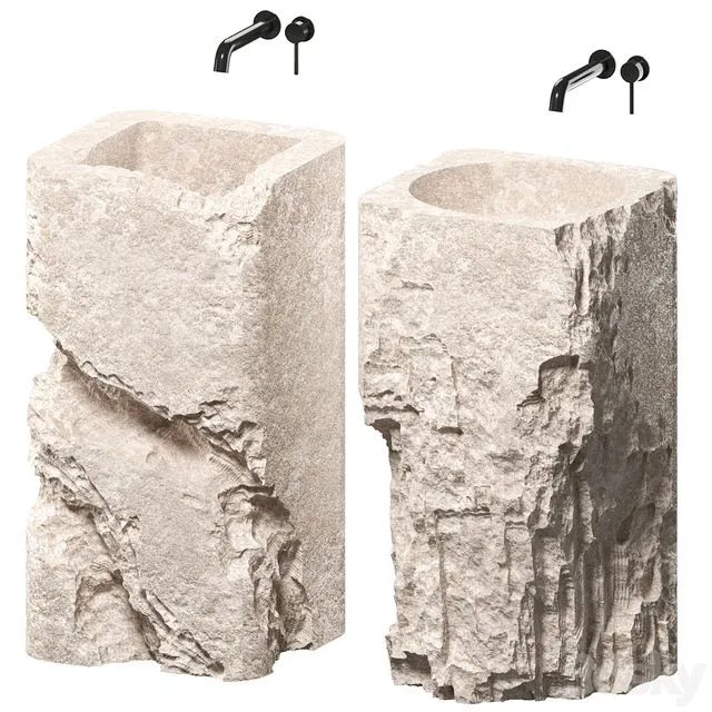 stone wash basin set6 3D Model