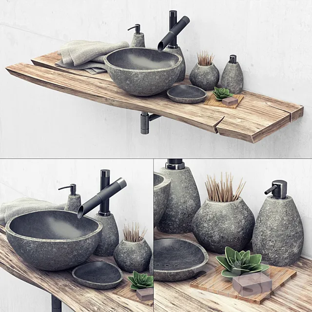 Stone washbasin 3DModel Stone washbasin 3DModel