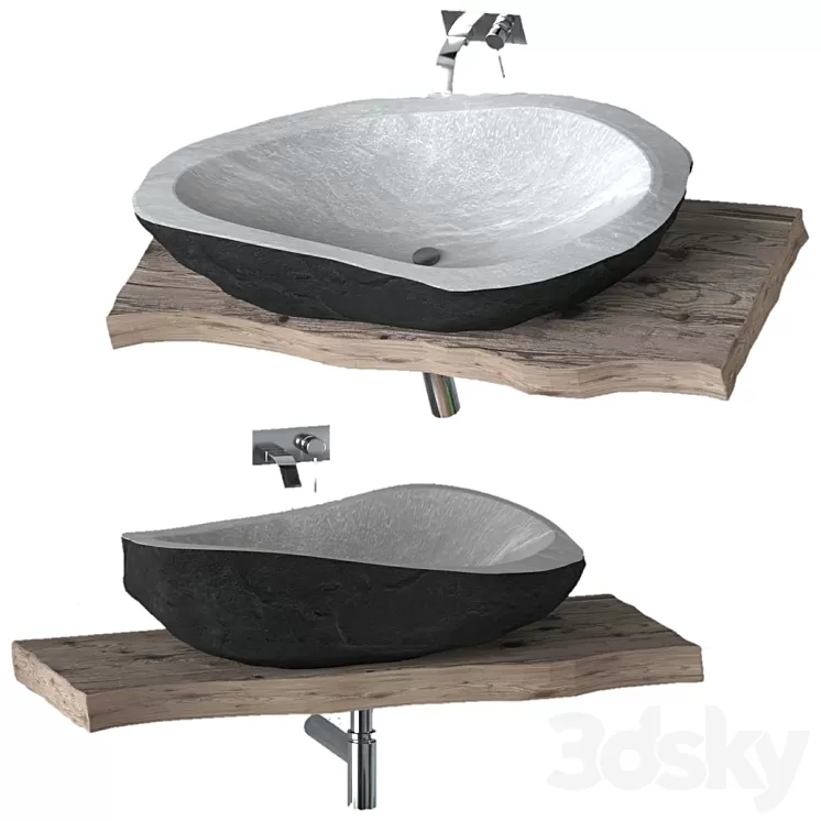 Stone washbasin with slab top 3D Model Stone washbasin with slab top 3D Model