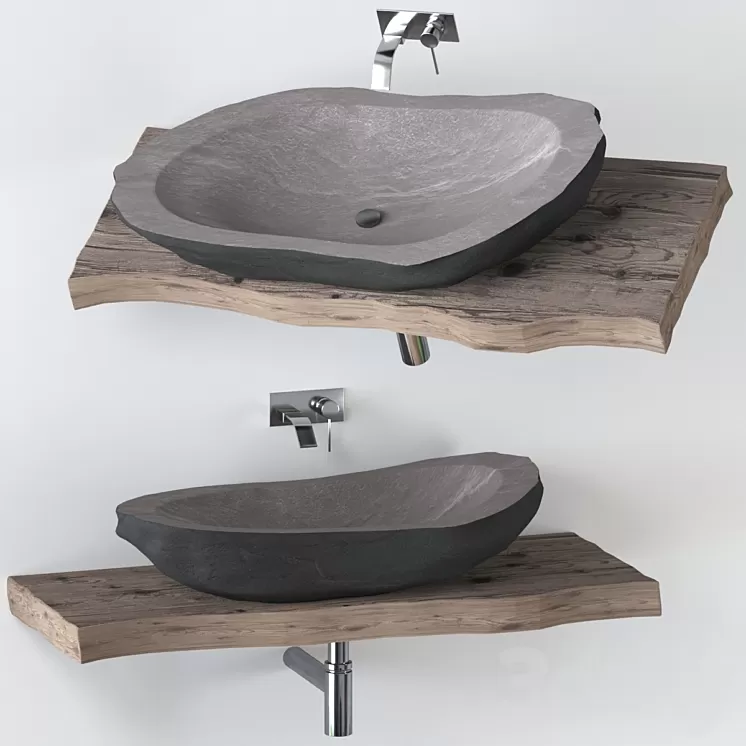 Stone washbasin with slab top 3D Model Stone washbasin with slab top 3D Model