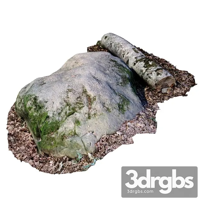 Stone With A Log 3D Model Download
