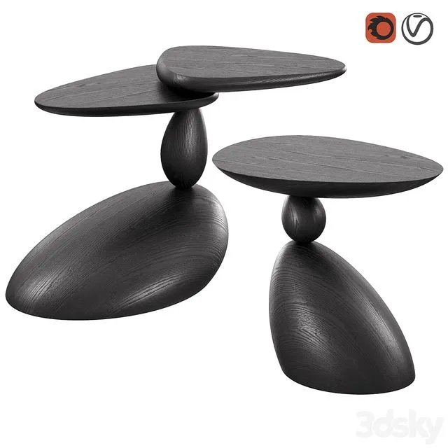 Stones and Twins coffee tables by WOODZENART from the Stone Story collection 3D Model Stones and Twins coffee tables by WOODZENART from the Stone Story collection 3D Model