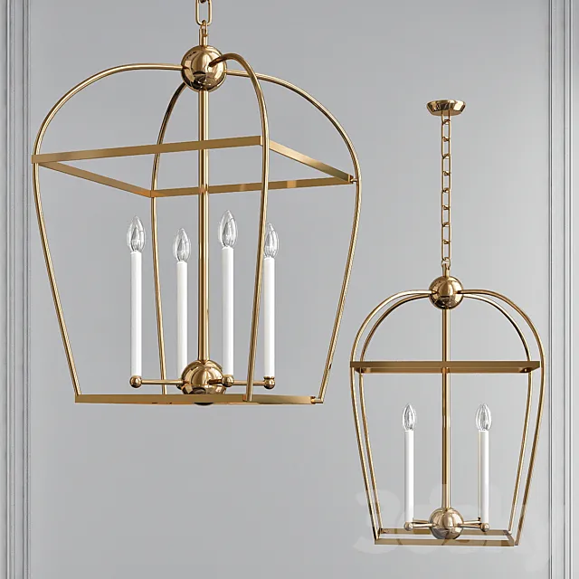 Stonington Antique Gild 4 Light Chandelier by Chapman & Myers 3D Model Stonington Antique Gild 4 Light Chandelier by Chapman & Myers 3D Model