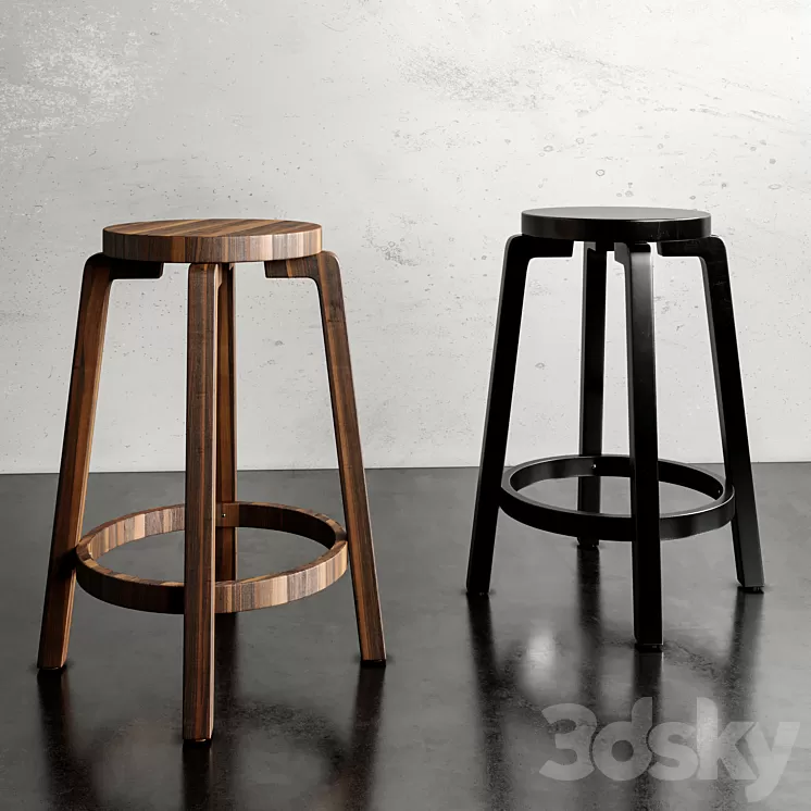 Stool bar Alvar Aalto 3D Model Stool bar Alvar Aalto 3D Model