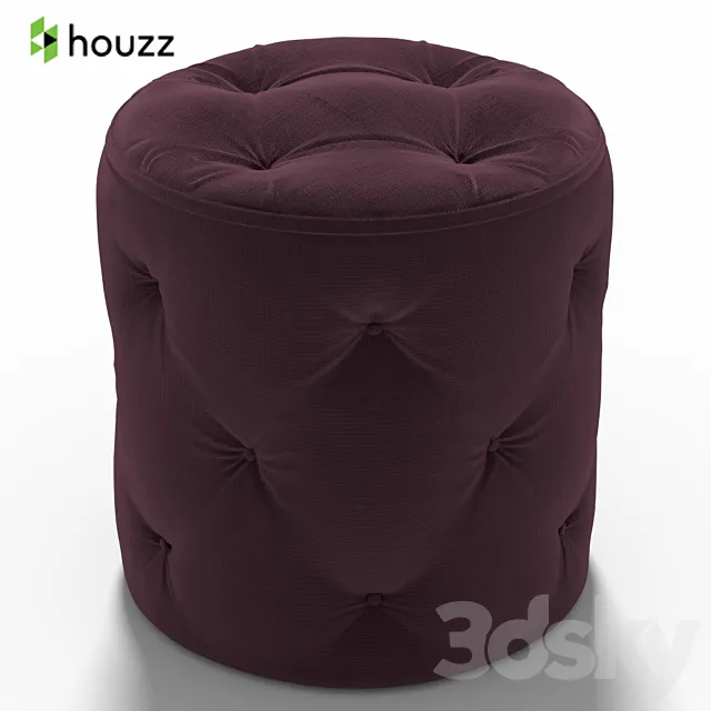 Stool Curves Tufted Round Ottoman Purple 3D Model Stool Curves Tufted Round Ottoman Purple 3D Model