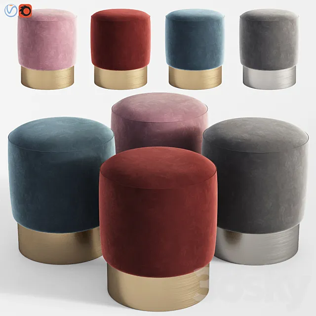 Stool Pall Mall Eichholtz 3D Model Stool Pall Mall Eichholtz 3D Model