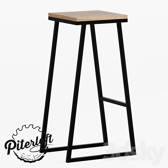 Stool Valtsar in loft style 3D Model Stool Valtsar in loft style 3D Model