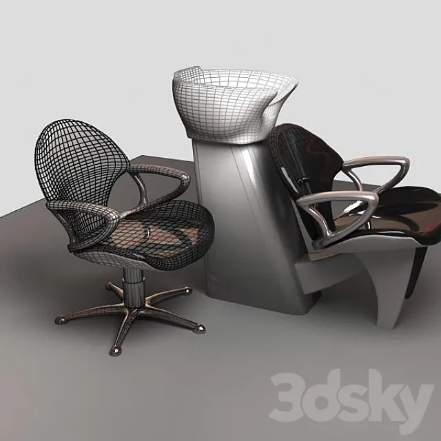 stools and wash Salon 3DModel