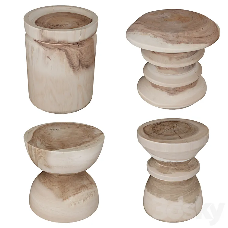 Stools Natural Uniqwa 3D Model Free Download