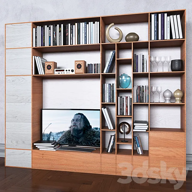 Storage system with books tv vase 8 3D Model Storage system with books tv vase 8 3D Model