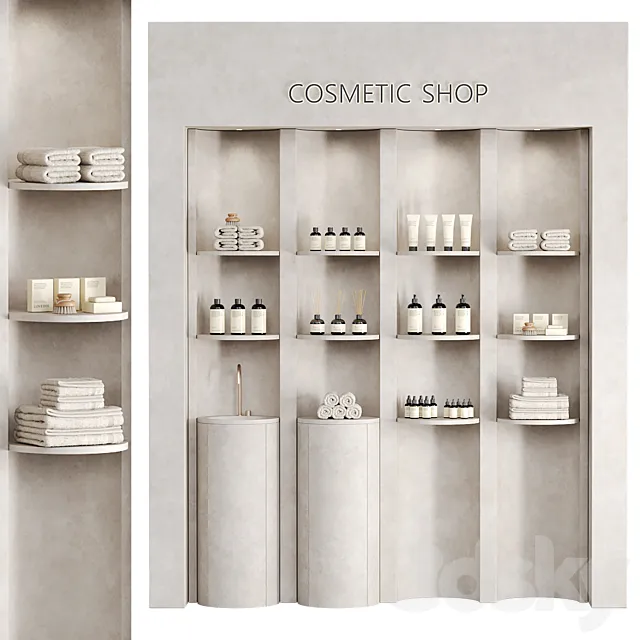 Store shelves with cosmetics 3D Model