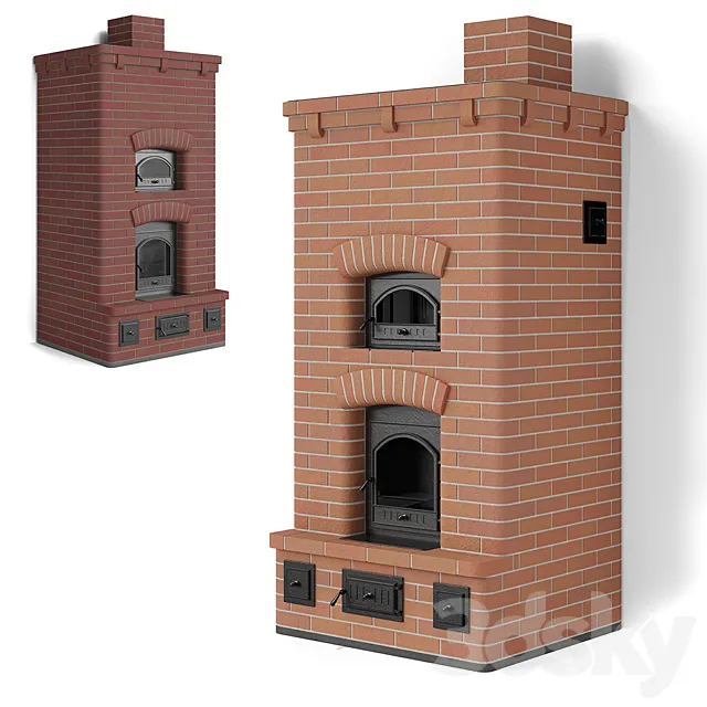 Stove brick stove with a bread chamber 3DModel