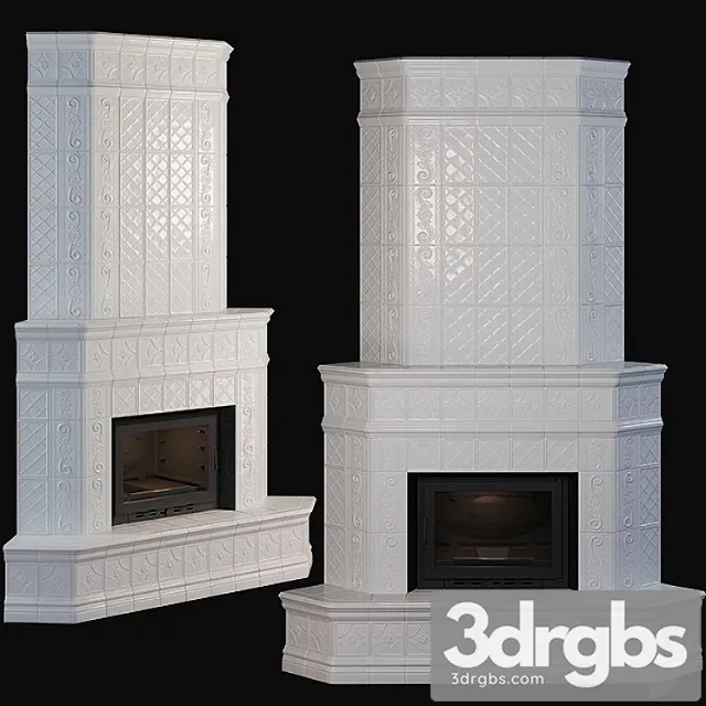 Stove – corner fireplace with tiles 3D Model Download