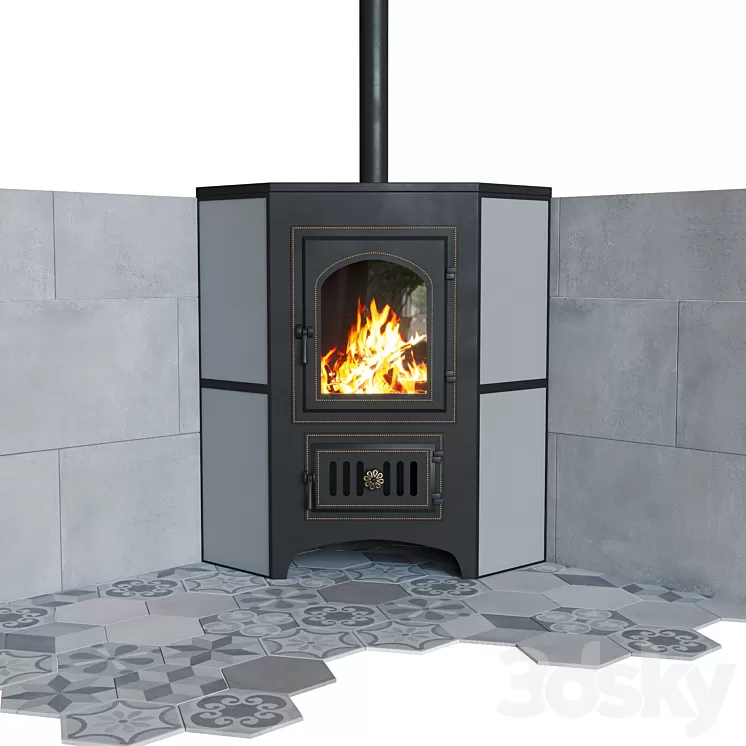 Stove-Fireplace Vesuvius PK-01 Corner 3D Model