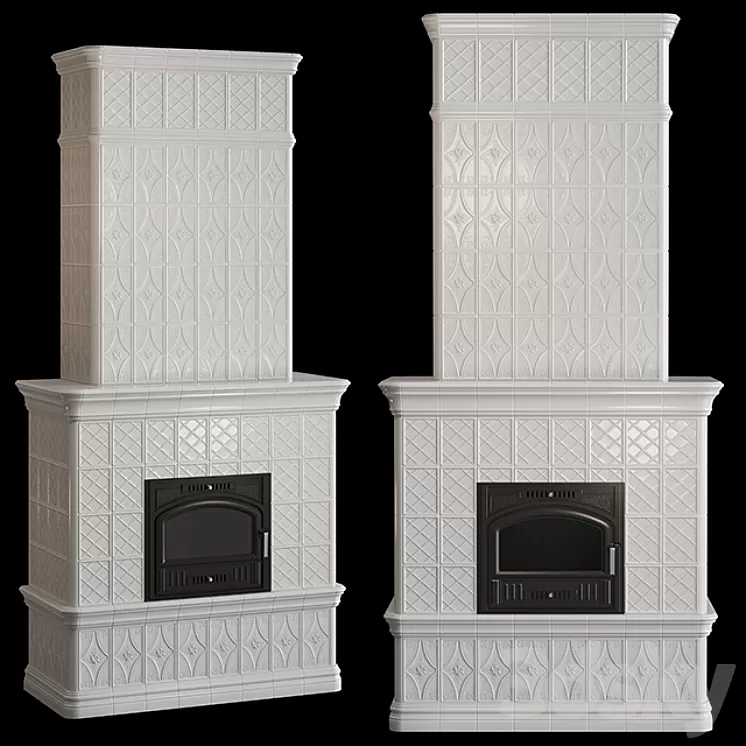 Stove – fireplace with tiles 3D Model