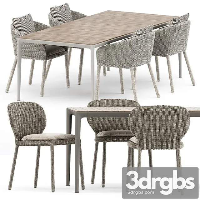 Strada Armchair and Side Chair by Janus et Cie and Mirto Outdoor Table by Bebitalia 3D Model Download