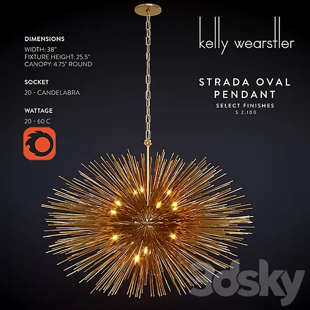 STRADA OVAL PENDANT Kelly Wearstler 3D Model