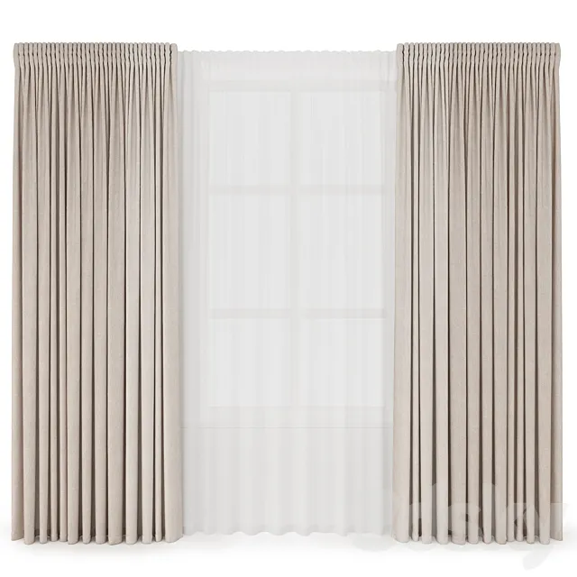 straight blackout curtains 3D Model