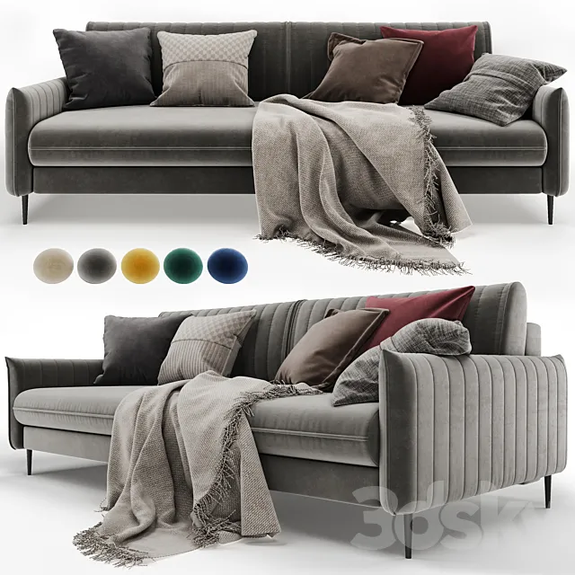 Straight sofa Swout Velvet Beige _ Mustard _ Gray Barhat Blue _ Emerland from Divanru 3D Model Straight sofa Swout Velvet Beige _ Mustard _ Gray Barhat Blue _ Emerland from Divanru 3D Model