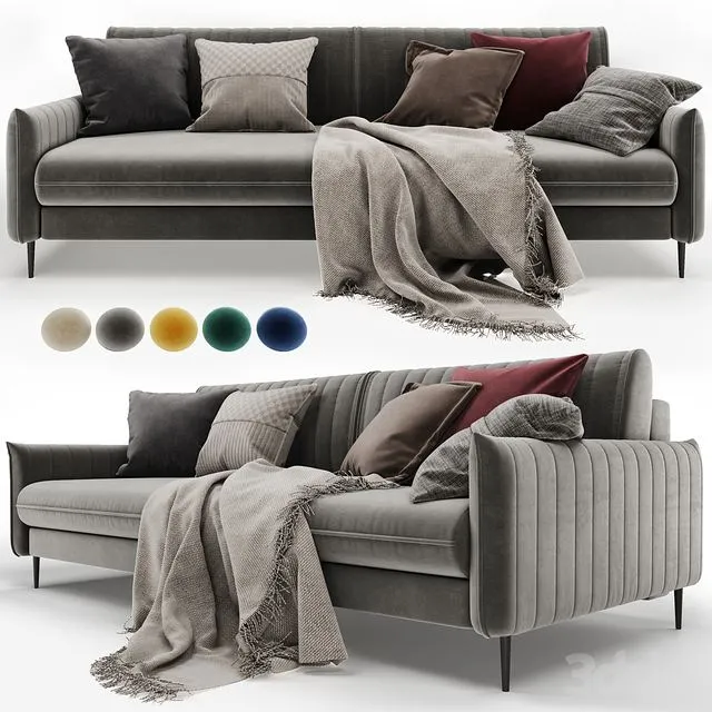 Straight sofa Swout Velvet Beige Mustard Gray Barhat Blue Emerland 3D Model Straight sofa Swout Velvet Beige Mustard Gray Barhat Blue Emerland 3D Model