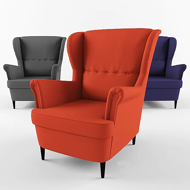STRANDMON Armchair with headrest 3D Model STRANDMON Armchair with headrest 3D Model
