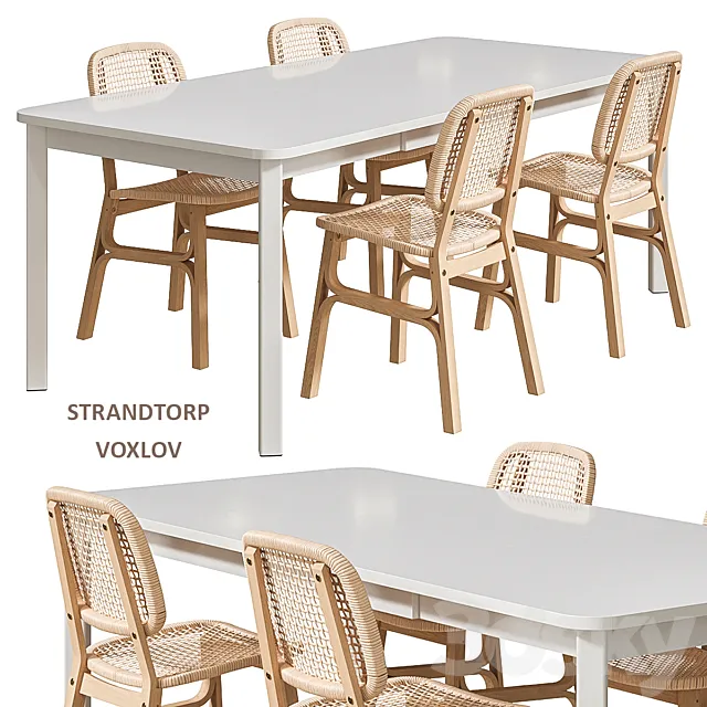 STRANDTORP _ VOXLOV IKEA table and chairs 3D Model