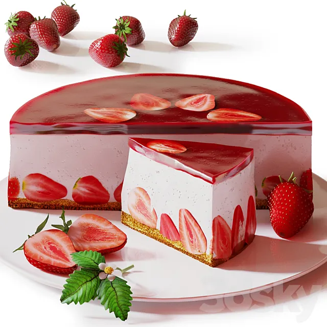 Strawberry cake 3D Model