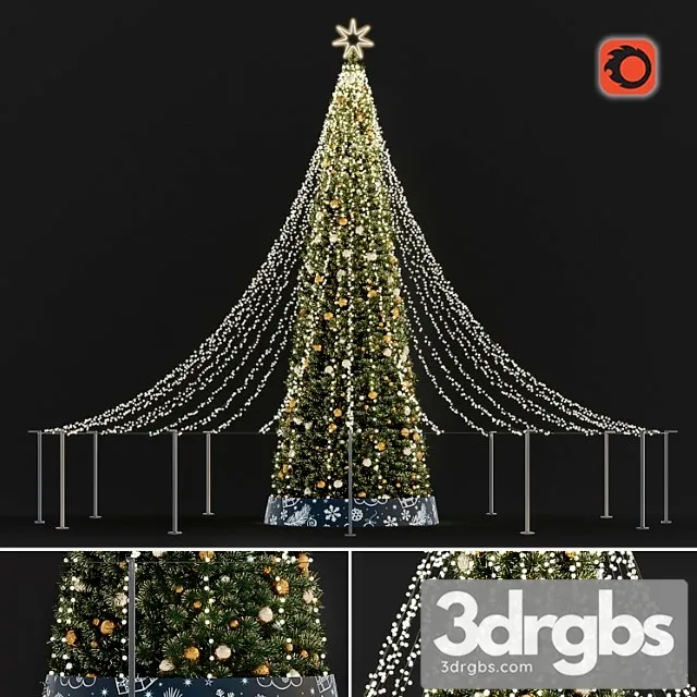 Street Christmas Tree 3D Model Download