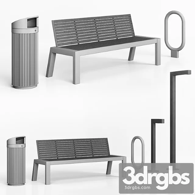 Street furniture set 3D Model Download Street furniture set 3D Model Download