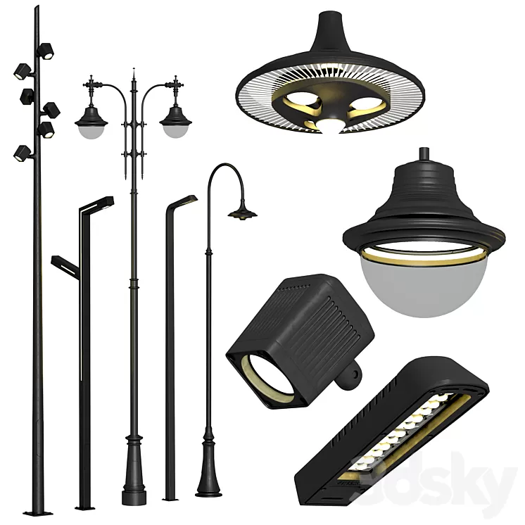 Street lights Archimet set 2 3D Model