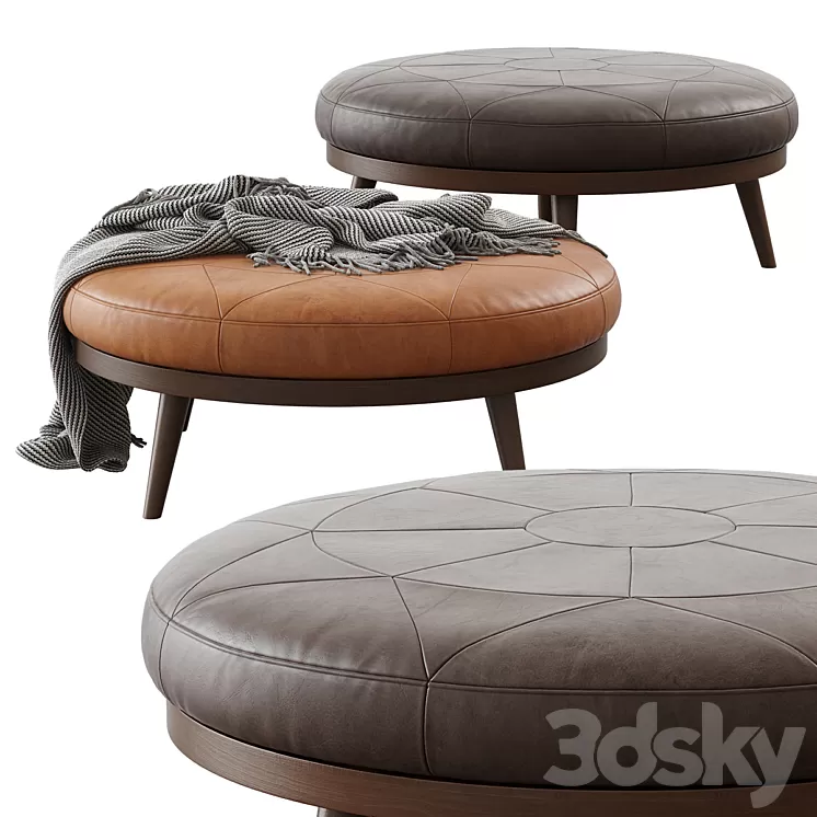 Strick & Bolton / Imre Round Leather Ottoman 3D Model Strick & Bolton / Imre Round Leather Ottoman 3D Model