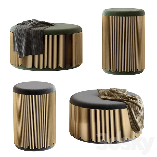 Strings scarlet splendor pouffe 3DModel