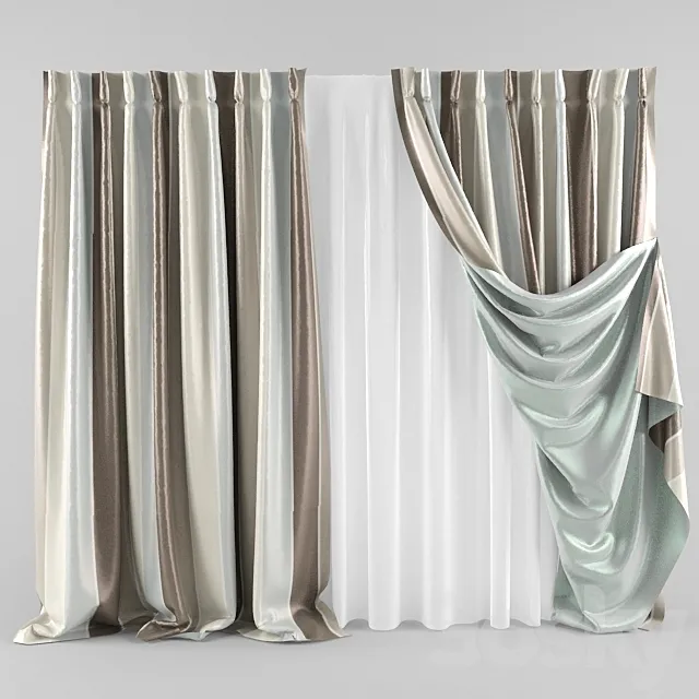 striped curtains 3DModel
