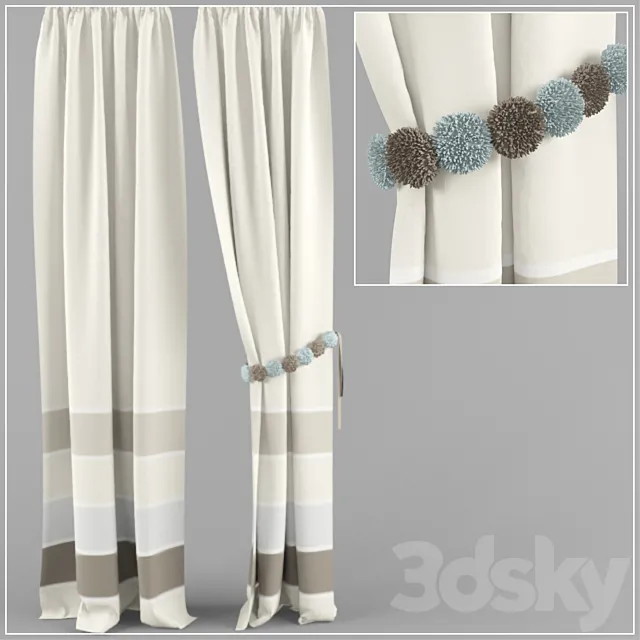 striped curtains 3DModel